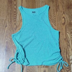 SO Tank Top Turquoise Drawstring Ties on Sides